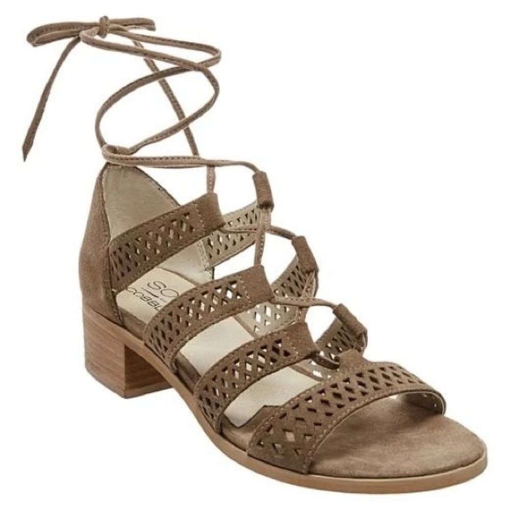 Soho Cobbler Druzy Laser Cut Suede Gladiator Sandals‎